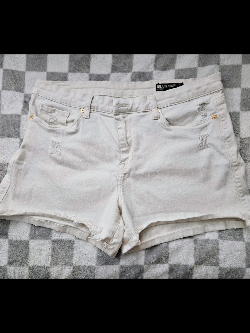 Blank NYC White Distressed Denim Shorts